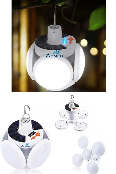 harry Güneş Enerjili Solar Aydınlatma Kamp Çadır Lambası Şarjlı Ampül Led Şarjlı El Feneri Işıldak ürün görseli