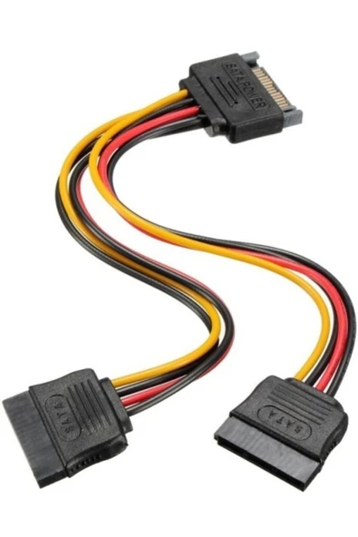 harry 18 Awg Sata Çoklayıcı 15 Pin 1 Erkek 2 Dişi 2 Port Çoklayıcı Y Splitter Hdd Bağlantı Kablosu - 1