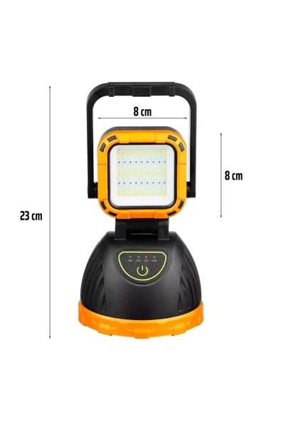 harry Güneş Enerjili ve Şarjlı 81 Smd Ledli 6 Modlu El Feneri-Beyaz,Sarı ve KırmızI Işıldak Kamp Lambası - Resim 2
