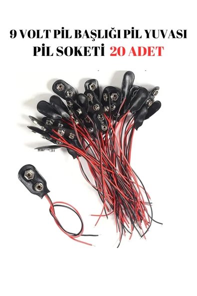 harry 20 Adet Kablo Konnektörleri Arduino İçin  9v Pil Başlığı Kablolu 9 Volt Pil Soketi 9v Pil Yuvası ürün görseli