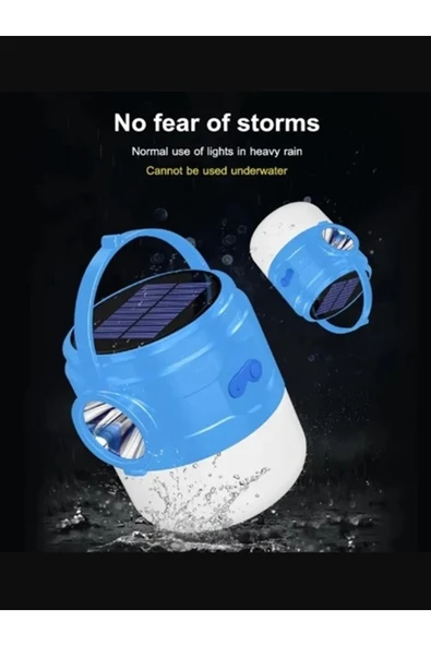 harry Şarjlı Güneş Enerjili Led Işıklı Aydınlatma 100 Watt 4 Modlu Kamp Çadır Lambası El Feneri Işıldak - Resim 6