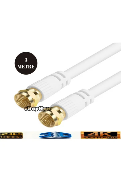 harry 3 Metre Full Hd 3d 4k Anten Tv Çanak Uydu Lnb Kablosu (f Konnektör Takılı Hazır ) ürün görseli