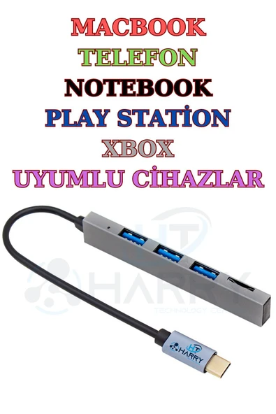 harry Type-c Olan Cihazlara Uyumlu Type-c To 3 Port Usb SD Kart Okuyucu Veri Aktarımı-Klavye mouse Çeviri ürün görseli