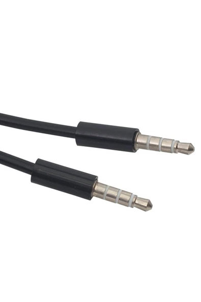harry 1 Metre Müzik Ses Kablosu 3.5 Mm 4 Boğumlu Erkek/erkek Metal Başlıklı Stereo Aux Kablo ürün görseli