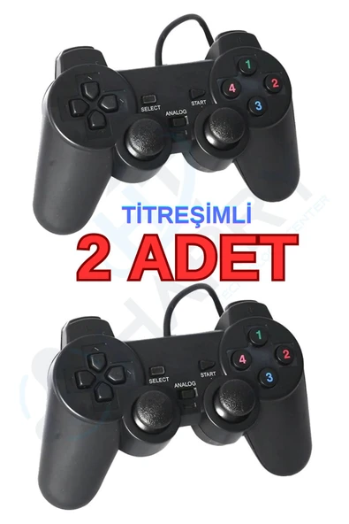 harry 2 Adet Pc/Ps3 Uyumlu 1.8 Metre Kablolu Çift Motor Titreşimli Joystick-Oyun Konsolu Play Station Kolu ürün görseli