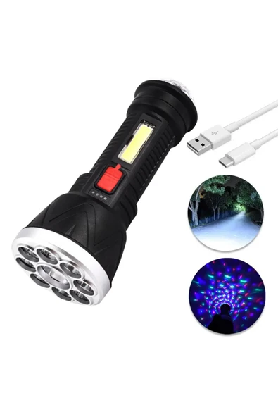 harry 9+1 Ledli + Mini Disko Toplu Şarjlı El Feneri-Suya Dayanıklı 5 Modlu Kamp Lambası ürün görseli