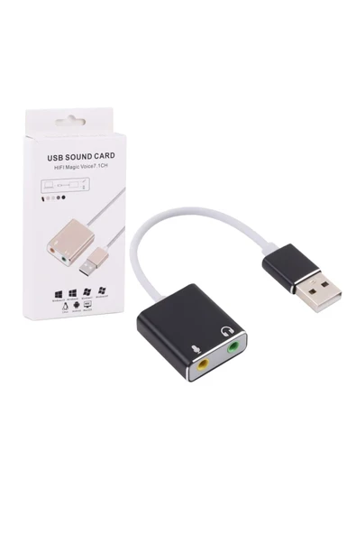 harry Usb Ses Kartı 7.1 Harici 3.5mm Aux ve Mikrofon Çıkışlı HD Yüksek Kalite (Usb Sound) - Resim 4