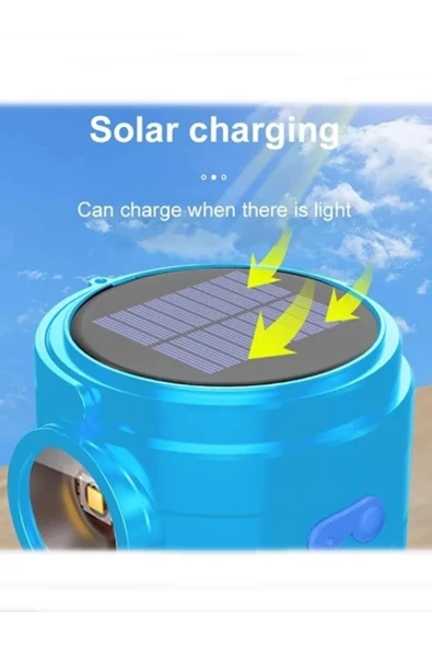 harry Şarjlı Güneş Enerjili Led Işıklı Aydınlatma 100 Watt 4 Modlu Kamp Çadır Lambası El Feneri Işıldak - Resim 8