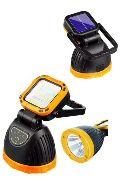 harry Güneş Enerjili ve Şarjlı 81 Smd Ledli 6 Modlu El Feneri-Beyaz,Sarı ve KırmızI Işıldak Kamp Lambası ürün görseli