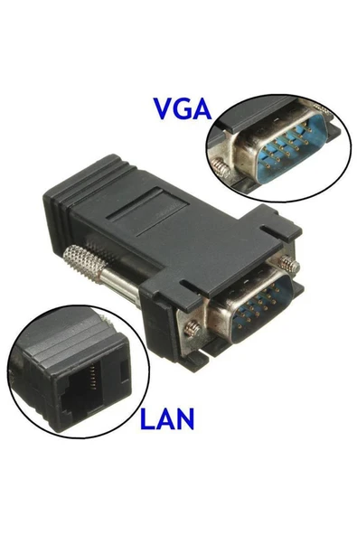 harry 2 Adet Tak Çalıştır VGA Extender RJ45 CAT5/CAT6/CAT7 Uzatıcı Çevirici - Resim 2