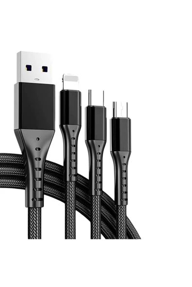 harry Iphone Micro Type-c Örgülü Hızlı Şarj Kablosu Tüm Cep Telefonlarına Uyumlu Kablo 1.2 Metre ürün görseli