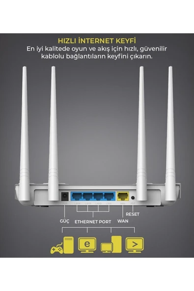 harry 300 Mbps Menzil Genişletici 4 Port 4 Antenli Access Point Repeater Router Türkçe Kolay Kurulum - 3