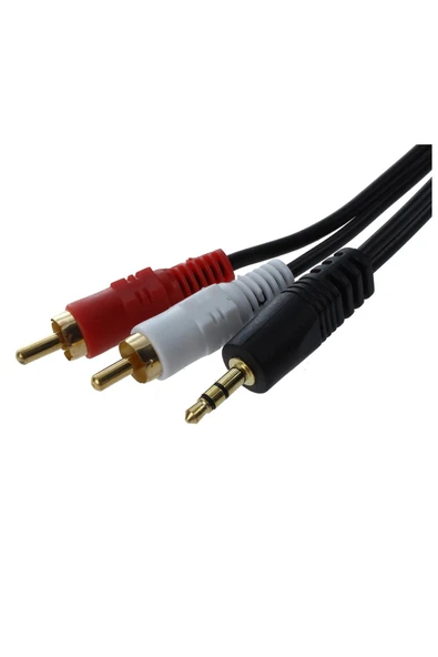 Rabelix Online Marketing Renault Fluence Clio Megan 3 Kango Aux Kablosu - 2 Rca 1 Aux Ses Sistemi Aux Hoparlör Kablosu - Resim 2