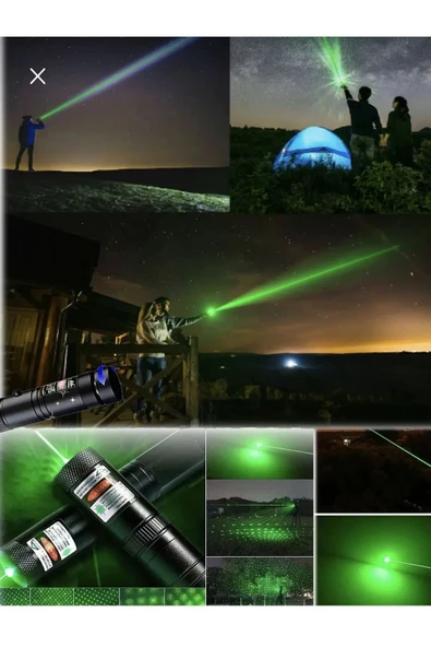 harry Yeşil Şarjlı Lazer Pointer 150km Mesafe Metal Kasa 2 Başlık-Şarj Cihazı-Pil-Anahtar Yakıcı Lazer - Resim 6