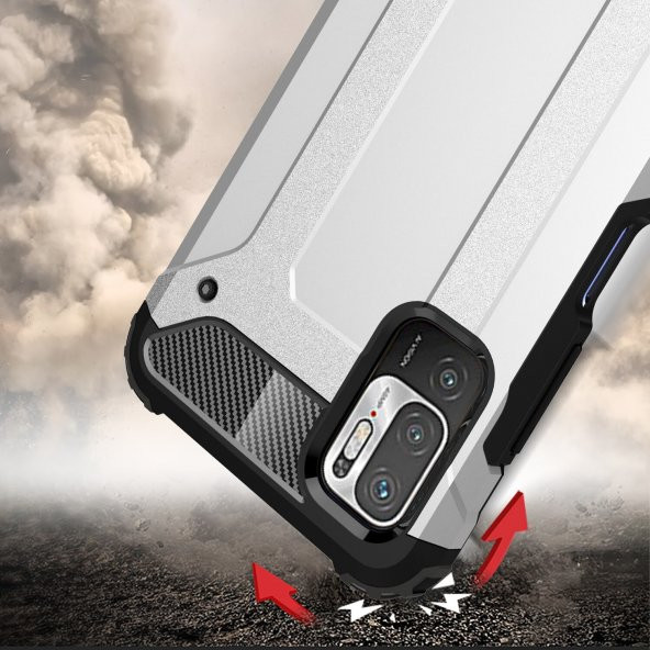 KNY Xiaomi Poco M3 Pro Kılıf Ultra Korumalı Çift Katmanlı Armour Case Mavi - 3