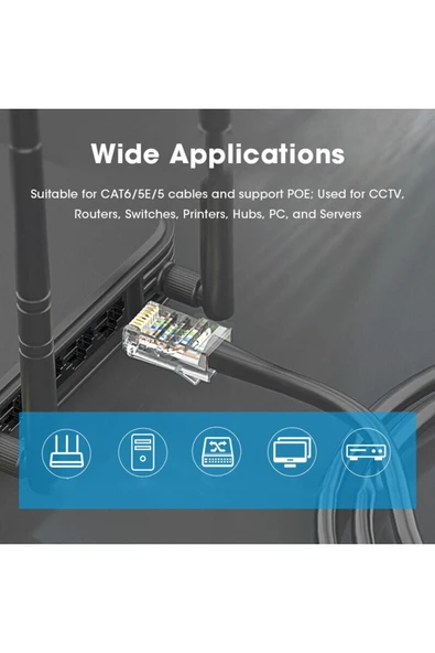 harry Yeni Rj45 Cat5 Cat6 Ethernet Internet Kablo Soketi Konnektörü 8p8c Rj45 Jack Utp Jak Uç 100 Adet - 4