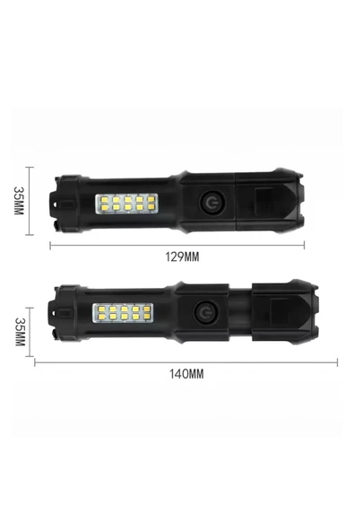 harry 10 Smd Ledli 4 Modlu Şarjlı El Feneri,Zoomlu Flash,Powerbank Özellikli Kamp Lambası - Resim 3