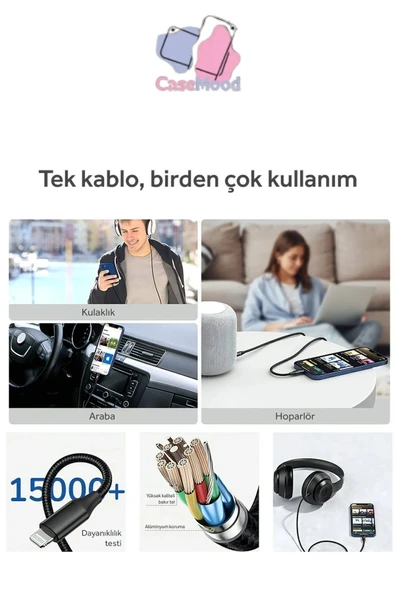 harry 1 Metre Samsung Uyumlu Aux Kablosu Type-C To Aux 3.5mm Jack Çevirici Dönüştürücü - 2