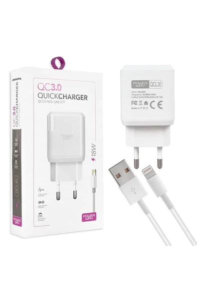 harry HIZLI 3000 MA 18W LIGHTNING ŞARJ ADAPTÖRÜ-IPHONE ŞARJ ADAPTÖRÜ-Kablo Dahil Set - Resim 3