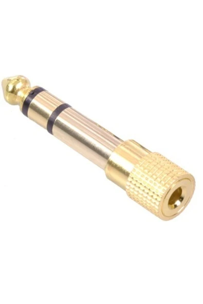 harry Piyano-Gitar-Anfi Amfi Gold 6.3mm Erkek 3.5mm Dişi Adaptör Stereo Kulaklık Mikrofon Dönüştürücü - Resim 3