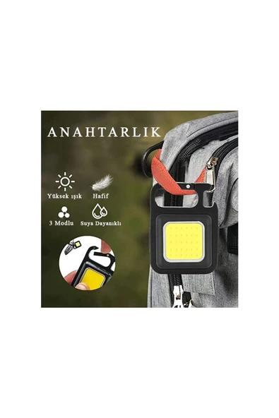 harry 4 Adet LED Anahtarlıklı Metal Kasa El Feneri Şişe Açacağı Usb’li Şarj Edilebilir Cep Boy Cob 800MAH - Resim 2