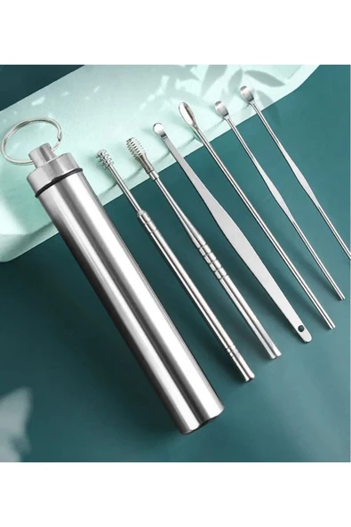 Rabelix Online Marketing Paslanmaz Çelik 10’lu Kulak Temizleme Seti Anahtarlıklı 10 Parça Saklama Kutulu - Resim 5