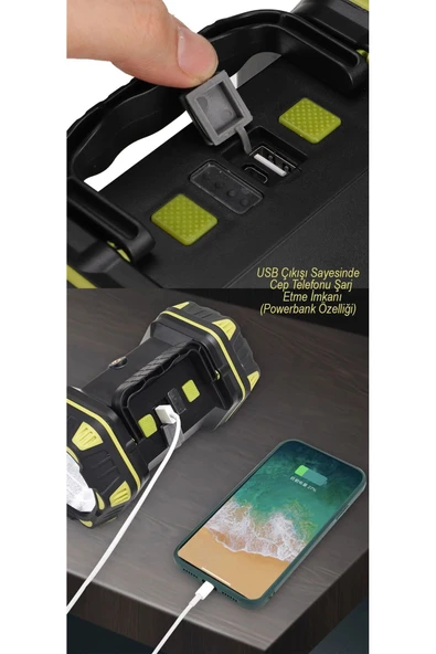 harry Şarjlı 1200 Lümen  800 METRE Mesafeli Su Geçirmez El Feneri ( (ÖN Işık - Arka Işık -Yan Işık) - Resim 7