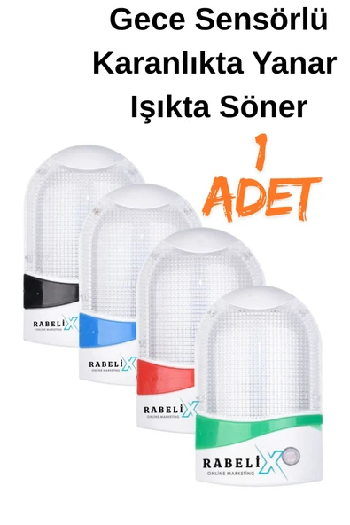 Rabelix Online Marketing 1 Adet Sensörlü Fotoselli Beyaz Led Işık Karanlıkta Otomatik Yanar Çocuk Odası Lambası ürün görseli