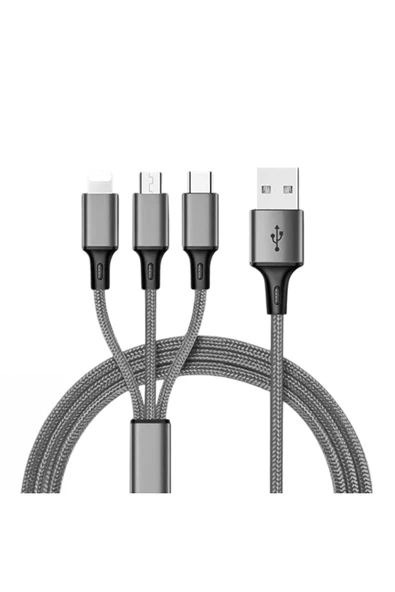 harry Iphone Micro Type-c Örgülü Hızlı Şarj Kablosu Tüm Cep Telefonlarına Uyumlu Kablo 1.2 Metre ürün görseli