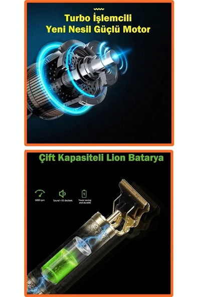 harry T9 ŞARJLI Saç Sakal Kesme Makinesi -Ense Sakal Çizim Tıraş Makinesi - Resim 2