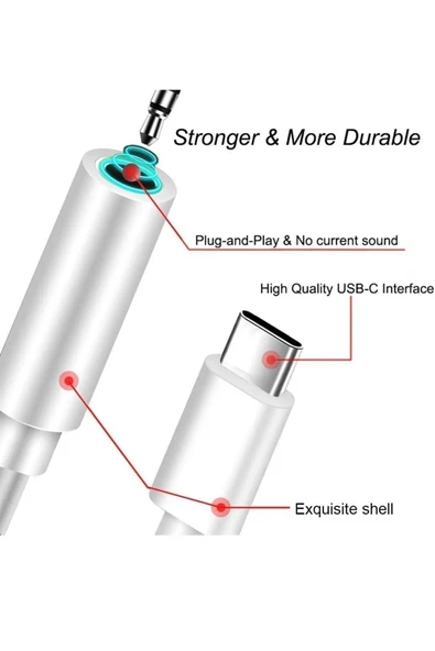 harry Samsung-xiaomi Uyumlu Type-c Kulaklık Dönüştürücü 3.5 Mm Jack Girişli Ses Adaptörü 5g Uyumlu - 6