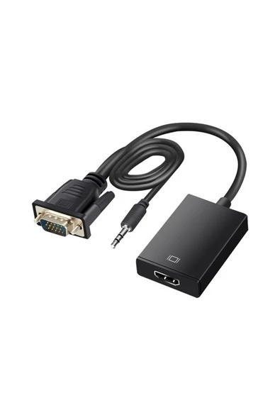 harry 1080p Vga to Hdmi Çevirici Adaptör Ses Girişli-VGA ERKEK HDMİ DİŞİ - Resim 2