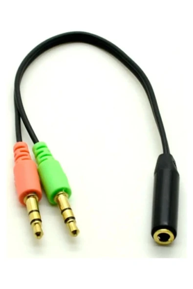 harry Kulaklık Mikrofon 3.5mm Çevirici Ayırıcı Gold Switch Splitter 2 Erkek 1 Dişi ürün görseli