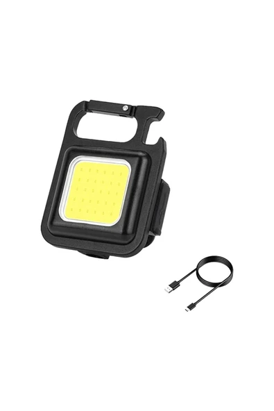 harry 3 Adet LED Anahtarlıklı Metal Kasa El Feneri Şişe Açacağı Usb’li Şarj Edilebilir Cep Boy Cob 800MAH - Resim 4