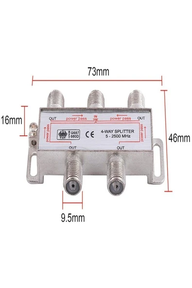harry 1 Uydu Anteni Ile 4 Tv Bağlayan Uydu Dağıtıcı Sinyal Bölücü Splitter 2500 Mhz+ 5 Adet F Konnektör - Resim 2