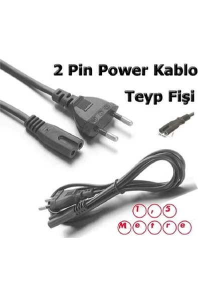 harry Elektrik Fişi 1,5 Metre Uyumlu 220 Volt Işıldak Şarj Kablosu Power Güç Kablosu Siyah - 2