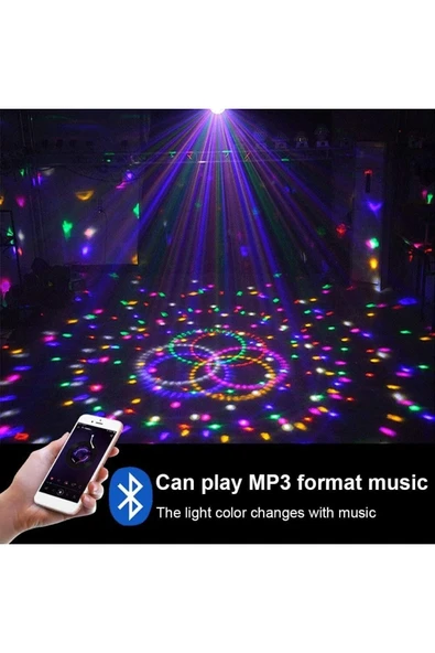 harry Yeni Küre Disko Topu Müzik Çalar Renkli Lazer Işıklı Bluetooth Sese Duyarlı Işıklar Disko Parti Işığ - Resim 5