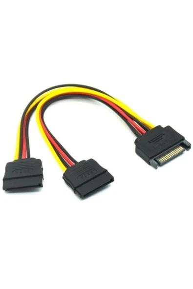 harry 18 Awg Sata Çoklayıcı 15 Pin 1 Erkek 2 Dişi 2 Port Çoklayıcı Y Splitter Hdd Bağlantı Kablosu - 3