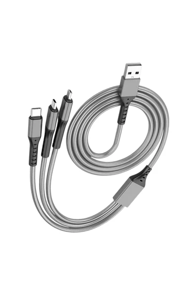 harry Iphone Micro Type-c Örgülü Hızlı Şarj Kablosu Tüm Cep Telefonlarına Uyumlu Kablo 1.2 Metre - Resim 2