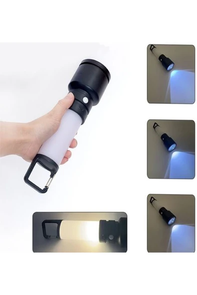 harry ŞARJLI HEM EL FENERİ HEM KAMP LAMBASI OLABİLEN 500 LÜMEN 3W+SMD LED ANAHTARLIKLI KAMP LAMBASI - Resim 4