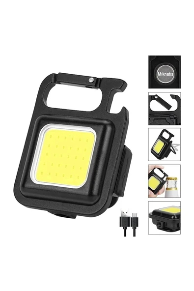 harry Şarjlı 3 Modlu 800 Lümen 6 Watt Tirbişonlu Mıknatıslı Anahtarlıklı Mini Boy Kamp Lambası - Resim 2