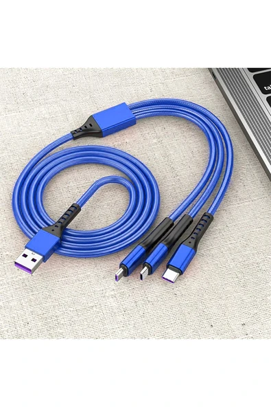 harry Iphone Micro Type-c Örgülü Hızlı Şarj Kablosu Tüm Cep Telefonlarına Uyumlu Kablo 1.2 Metre - Resim 3