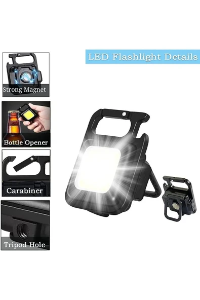 harry Şarjlı 3 Modlu 800 Lümen 6 Watt Tirbişonlu Mıknatıslı Anahtarlıklı Mini Boy Kamp Lambası ürün görseli