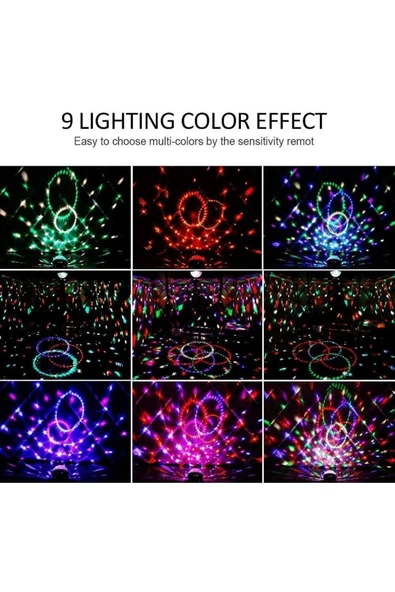 harry Yeni Küre Disko Topu Müzik Çalar Renkli Lazer Işıklı Bluetooth Sese Duyarlı Işıklar Disko Parti Işığ - Resim 2