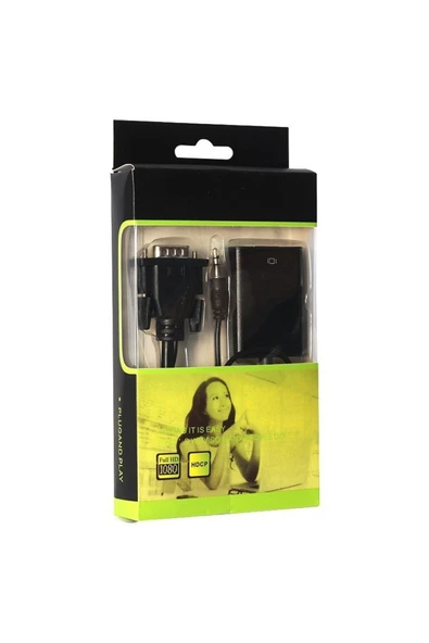 harry 1080p Vga to Hdmi Çevirici Adaptör Ses Girişli-VGA ERKEK HDMİ DİŞİ - Resim 4