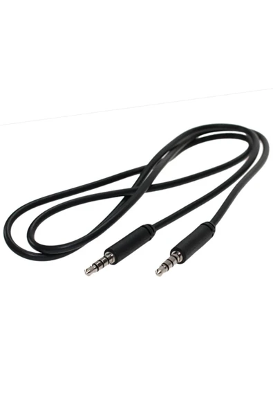 harry 1 Metre Müzik Ses Kablosu 3.5 Mm 4 Boğumlu Erkek/erkek Metal Başlıklı Stereo Aux Kablo - Resim 3
