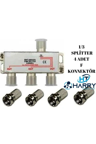 harry 1/3 Splitter 5-2500 Mhz Sinyal Bölücü + 4 Adet F Konnektör ürün görseli