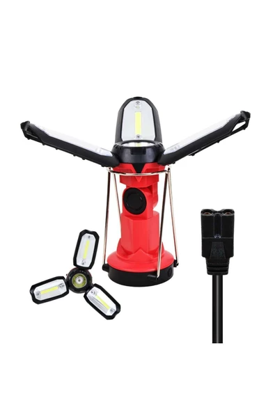 harry ŞARJLI 7 MOD IŞIKLI-KAMP LAMBASI 3XCOB LED+ 3W LED ÇOK FONKSİYONLU ÇALIŞMA - KAMP FENERİ - Resim 4