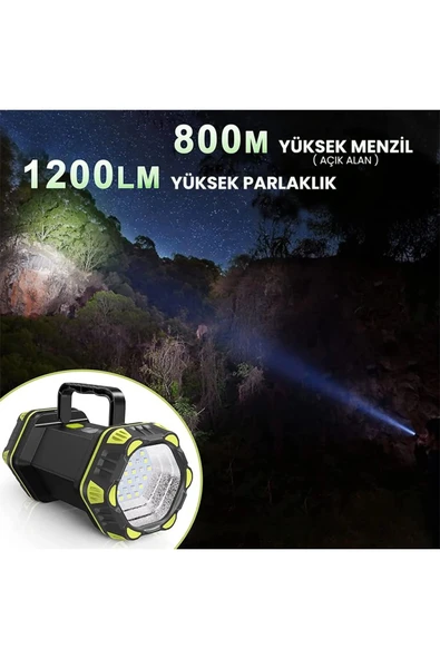 harry Şarjlı 1200 Lümen  800 METRE Mesafeli Su Geçirmez El Feneri ( (ÖN Işık - Arka Işık -Yan Işık) ürün görseli