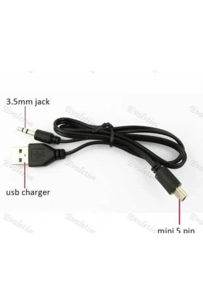 harry Mp3 Mp4 Müzik Kutusu Usb Şarj Ve 3.5mm Aux Kablosu To 5 Pin Mini Çevirici Dönüştürücü Adaptör - 3